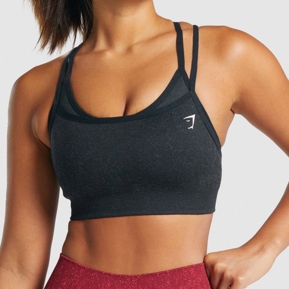Gymshark Adapt Fleck Seamless Sports Bra Strappy Cage Back Seamless Marl Gray